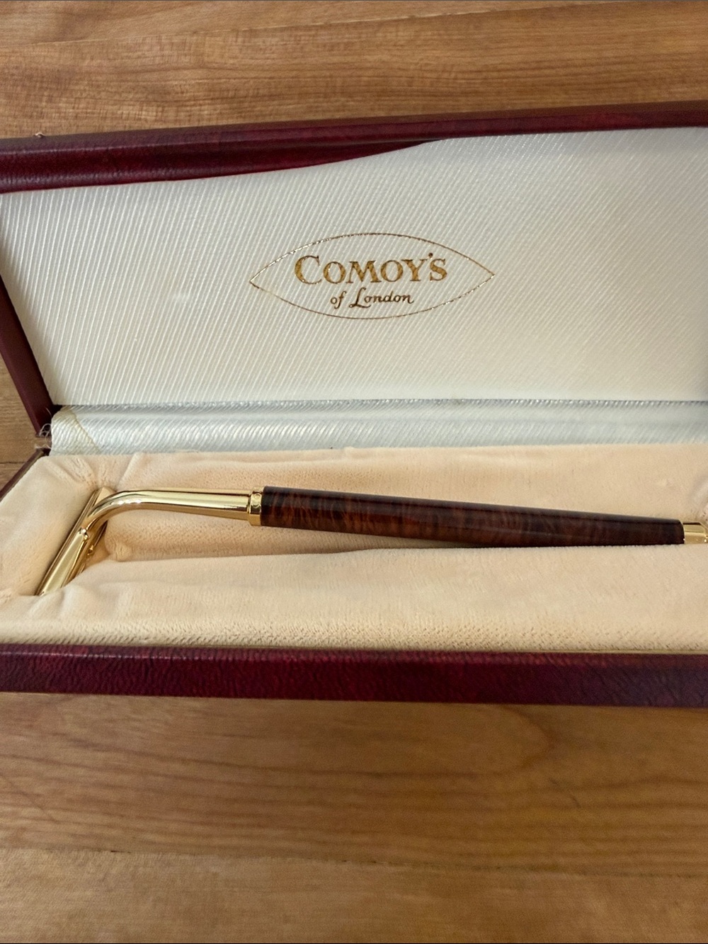 Comoy's Men's Gold & Brown Wood Safety Razor Handle